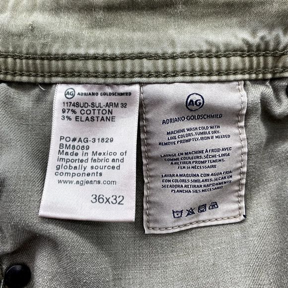 Adriano Goldshmied Pants Green 36x32 Jeans The Graduate Tailored Leg Casual Mens - Picture 11 of 16